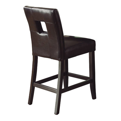 Leather Upholstered Wooden Counter Height Chair, Black, Set of 2