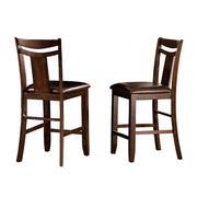 Leatherette Upholstered Counter Height Wooden Chair, Dark Brown (Set of 2)