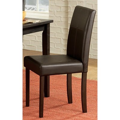 Leather Upholstered Wooden Side Chair, Espresso Brown, Set of 4
