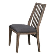 Wood Veneer Side Chair With Slatted Back, Brown, Set of 2