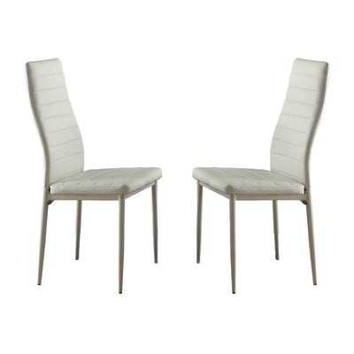 BiCast Vinyl Side Chairs With Curvy Backs, Set of 2, White