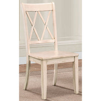 Pine Veneer Side Chair With Double XCross Back, White, Set of 2