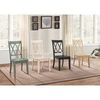 Pine Veneer Side Chair With Double XCross Back, White, Set of 2