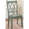 Pine Veneer Side Chair With Double XCross Back, Teal Blue, Set of 2