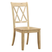 Pine Veneer Side Chair With Double XCross Back, Sand, Set of 2