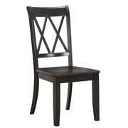 Pine Veneer Side Chair With Double XCross Back, Black, Set of 2