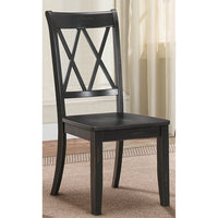 Pine Veneer Side Chair With Double XCross Back, Black, Set of 2