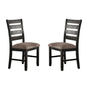 Hardwood Veneer Side Chairs With Ladder Backs, Set of 2, Dark Brown