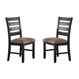 Hardwood Veneer Side Chairs With Ladder Backs, Set of 2, Dark Brown