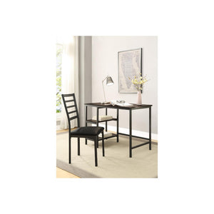Metal And PU Study Computer Set With Writing Desk And PU Chair, Black