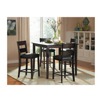 5 Piece Wooden CoUnter Height Table Set, Espresso Brown