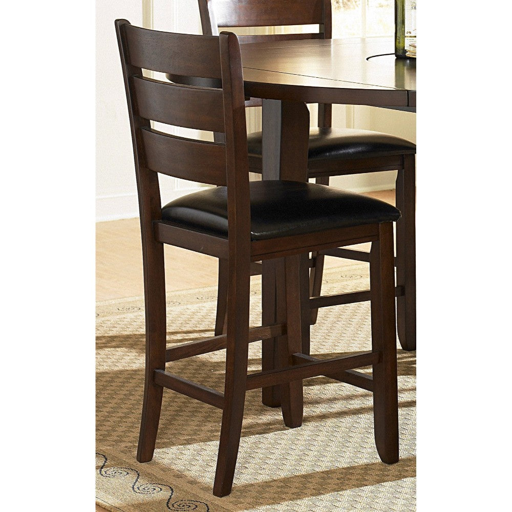 WoodCounter Height Chairs With Slatted Backs, Set of 2, Dark Brown
