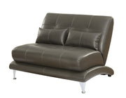 Contemporary Leatherette Love Seat With Pillows, Gray