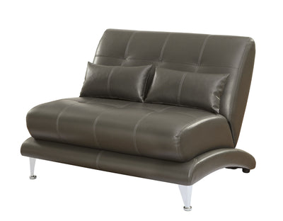 Contemporary Leatherette Love Seat With Pillows, Gray