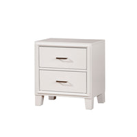 Transitional Solid Wood Night Stand With Drawers, White