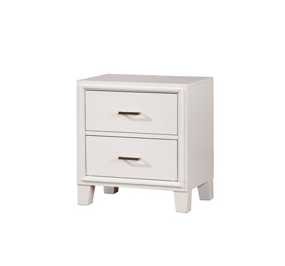Transitional Solid Wood Night Stand With Drawers, White