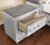 Traditional Fabric and Solid Wood Night Stand With Button Tufting, Gray