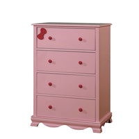 Contemporary Solid Wood Chest With 4 Drawers, Pink