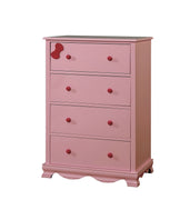 Contemporary Solid Wood Chest With 4 Drawers, Pink