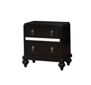 Contemporary Solid Wood Night Stand With Mirror Trim, Black