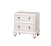 Mirror Trim Accented Solid Wood Night Stand With FeltLined Drawers, White