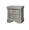 Traditional Solid Wood Night Stand With Intricate Carvings, Silver and Gray