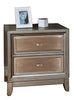 Contemporary Solid Wood Night Stand With Drawers, Silver