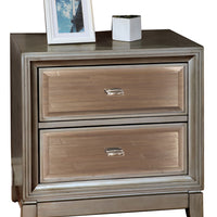 Contemporary Solid Wood Night Stand With Drawers, Silver