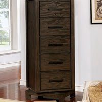 Rustic Style Solid Wood Swivel Chest With Drawers, WireBrushed Dark Gray Finish