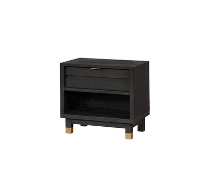 Contemporary Solid Wood Night Stand With English Dovetail Drawers, Dark Gray