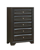 Transitional Solid Wood Chest With SilverTone Knob Drawers, Antique Gray