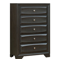 Transitional Solid Wood Chest With SilverTone Knob Drawers, Antique Gray