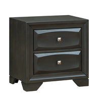 Transitional Solid Wood Night Stand With SilverTone Knob Drawers, Antique Gray