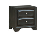 Transitional Solid Wood Night Stand With SilverTone Knob Drawers, Antique Gray