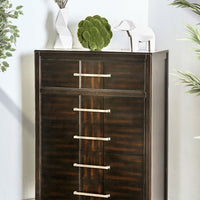 Transitional Solid Wood Chest With Five Drawers, Espresso Brown