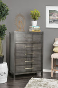 Transitional Solid Wood Chest With Five Drawers, Gray