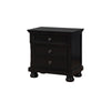 Transitional Solid Wood Night Stand With Three Drawers, Black