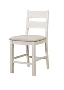 Wood And Fabric Counter Height Chair with Ladder Back, Pack Of 2, White