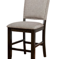 Wood & Fabric Counter Height Chair with Camelback, Pack Of 2, Gray & Brown