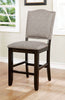 Wood & Fabric Counter Height Chair with Camelback, Pack Of 2, Gray & Brown