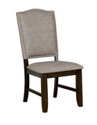 Wooden Side Chair with Fabric Upholstery, Pack Of 2, Gray & Walnut Brown