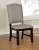Wooden Side Chair with Fabric Upholstery, Pack Of 2, Gray & Walnut Brown
