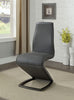 Leatherette Upholstered Side Chair with ZShaped Metal Base, Pack Of 2, Gray