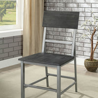 Wood & Metal Side Chair With Footrest, Pack Of 2, Black & Silver