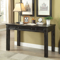 One Drawer Wooden Writing Desk with Block Legs, Antique Black