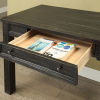 One Drawer Wooden Writing Desk with Block Legs, Antique Black