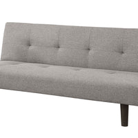 Fabric Upholstered Futon Sofa With Reversible End Table, Gray