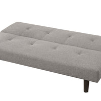 Fabric Upholstered Futon Sofa With Reversible End Table, Gray