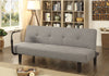 Fabric Upholstered Futon Sofa With Reversible End Table, Gray