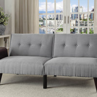 Mid Century Modern Design Fabric Tufted Futon Arm Sofa, Gray